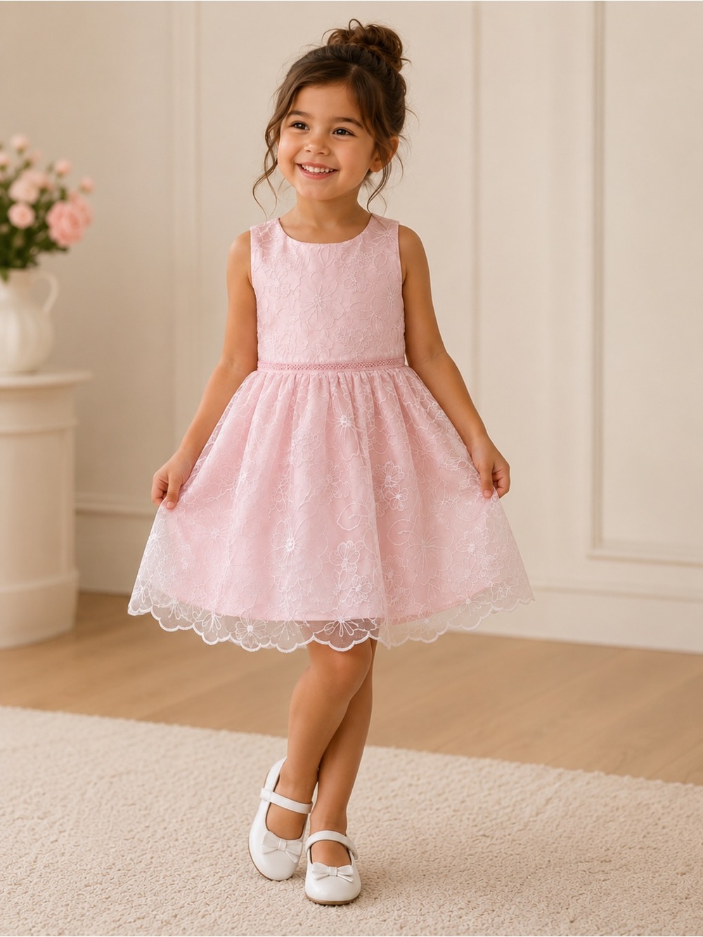 NWT Rare Editions Macys Light Pink Floral Organza Social Girls Dress 4T Formal